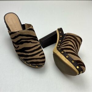 Veronica Beard Grita Clog Animal Print Calf Hair 6M 6 Medium High Heel Mule NWOT